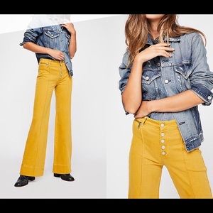 Free People Mustard Yellow Flair Jean